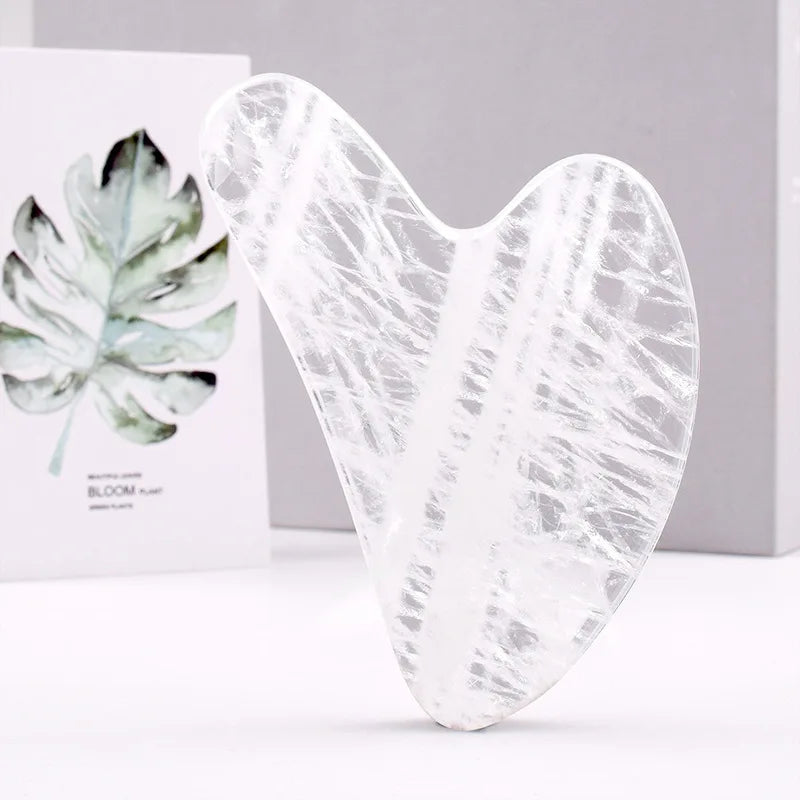 Jade Roller and Gua Sha Set White Color Battery Operated Facial Tool Kids Safe Skincare Clear Quartz Heart Gua Sha