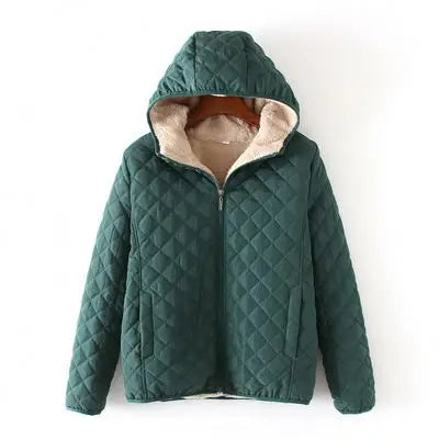 Winter 2025 New Lady's Plaid Stripe With Fleece and Thickened Lamb Wool Coat