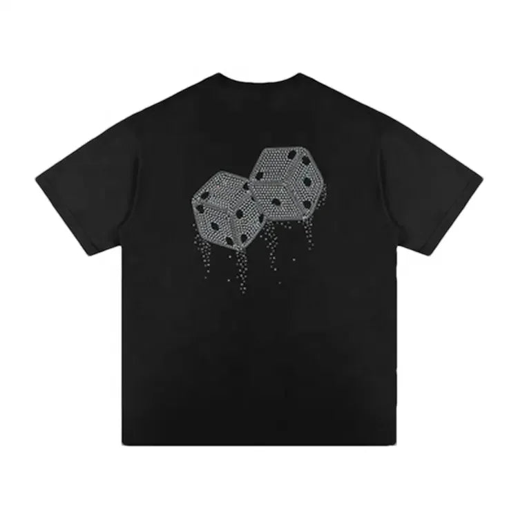 Manufacturer Custom Men Oversized Tshirt Street Wear Rhinestone Bling Heat Transfer Designs for T Shirts Men