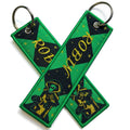 YUEWEN Fashion Cheap Custom Logo Fabric Woven Keychain Jet Tag Custom Cute Keychains Cartoon Keytag