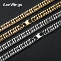 SC019  12mm 16" 18"Stainless Steel Chain Hip Hop Chain Necklace