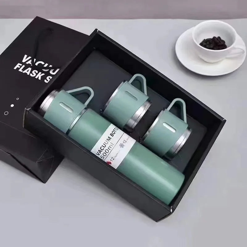 Wanto Luxury Gift Set Double Wall Insulated Stainless Steel Vacuum Flask Sets Coffee Thermos Mug with Handle