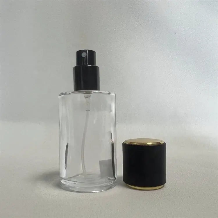 Luxury Custom Round Transparent Glass Perfume Bottle with Cylinder Pump Sprayer for Lotion & Spray Applications