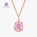 Rochime Crystal pink Yellow Color Gemstone Necklace S925 Silver 18k Gold Rose Gold Plated 5a Zircon Jewelry