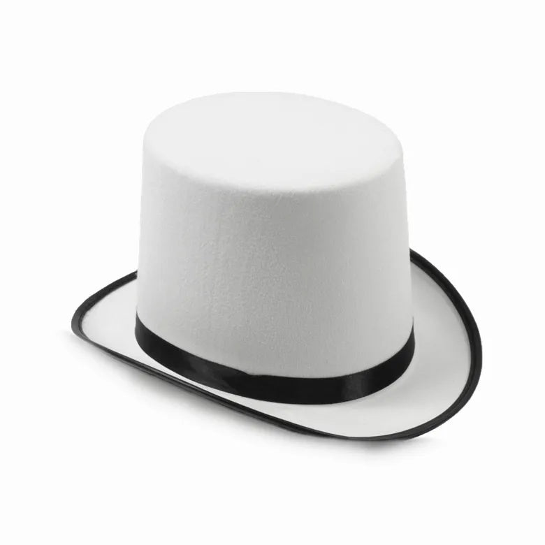 Ready to Ship Wholesale Men Women Unisex 16cm Height White Felt Top Hat Magician mad hatter party hats