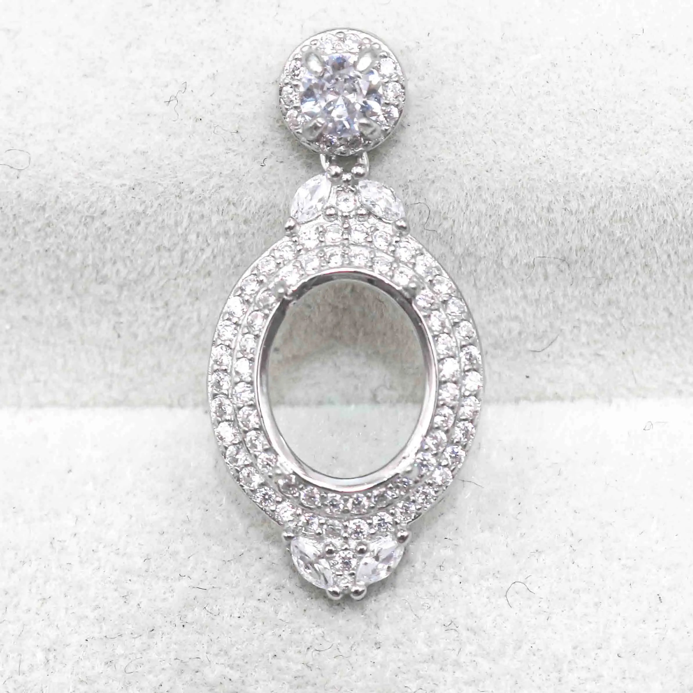 Sterling Silver 9*11mm Semi Mount Pendant Empty Frame Blank Support Setting S925 Base Holder Without Center Stone for DIY Inlay