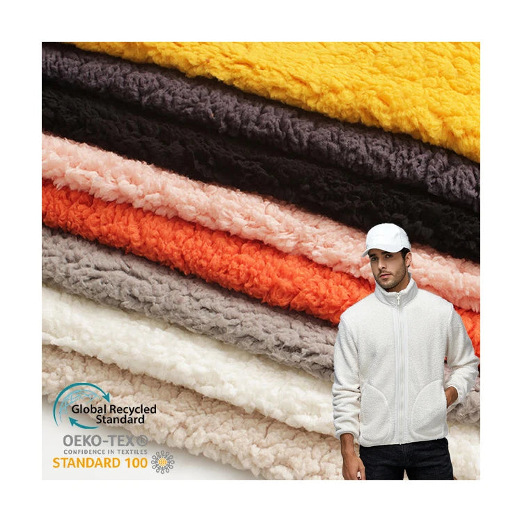 Wholesale Solid Color Sherpa Fleece Fabric Four Way Stretchy 100% Polyester Soft Touch and Warm