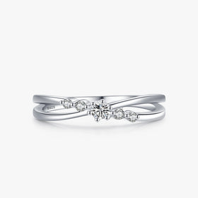 Ailmay Genuine 925 Sterling Silver Simple Staggered Line Stackable Charm Finger Ring for Women Girls Party Accessories Jewelry