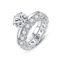 S925 Silver Gift Cute Luxury Moissanite Cluster Ring with Pave Setting and Rhodium Plating for Couples Travel Jewelry Women