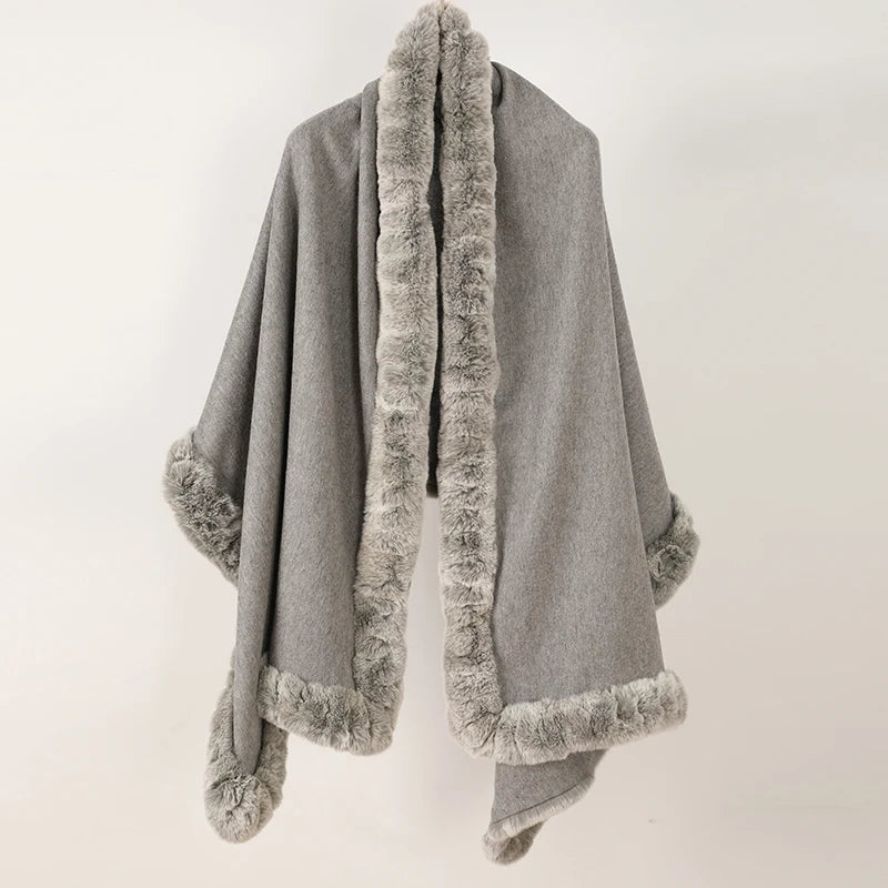 Autumn and Winter New Fur Scarf  Four Sides Tied Wide Skin Otter Rabbit Hair Shawl Versatile Fashion Factory Spot Wholesale