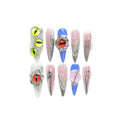 Handmade Metal Art Decoration Square Long Press on Full Cover False Hand Nail Stickers Black Artificial Fingernails Tips