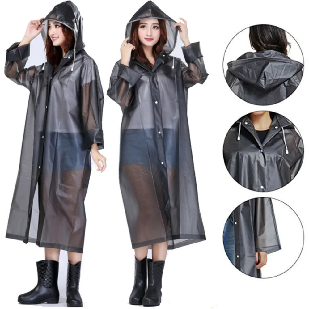 Men Women Fashionable Hooded Rain for Polyester Material Thickened Waterproof Eco-Friendly Breathable for Climbing Camping