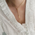 Joolim Jewelry 18K Gold Plated Waterproof Moon Star Tassel Pendant Bead Adjustable Necklace Stainless Steel Jewelry Wholesale