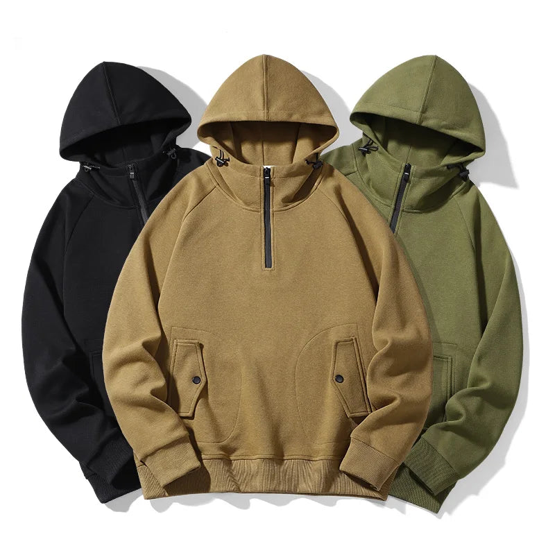 Men's Hoodies Men Plus Size Men's Hoodies and Sweatshirts 1/4 Zipper Pullover Hooded Sweatshirt Long Sleeve Thicker Tshirt