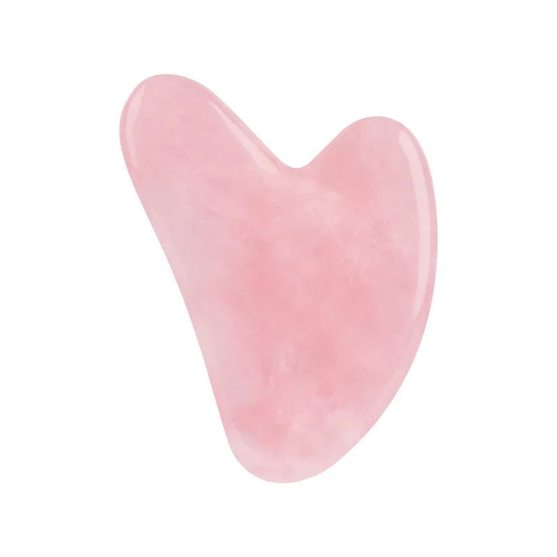Carved Heart-Shaped Pink Quartz Natural Stone Guasha Board for Facial Massage-Waterproof Souvenir Gift