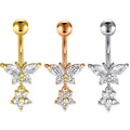 Women Sexy Body Jewelry Fashion Zircon Butterfly Flower Navel Ring Stunning Zircon Stone Belly Button Ring