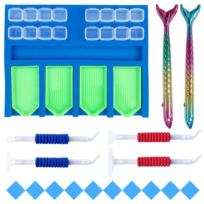 New Style DIY 5D Diamond Drawing Point Drill Tool a Set of Magic Kit to Store Sponge Tray