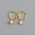 Luxury Aretes De Mujer Fine Jewelry Earrings 925 Silver Flower Design Hoop Earrings for Women