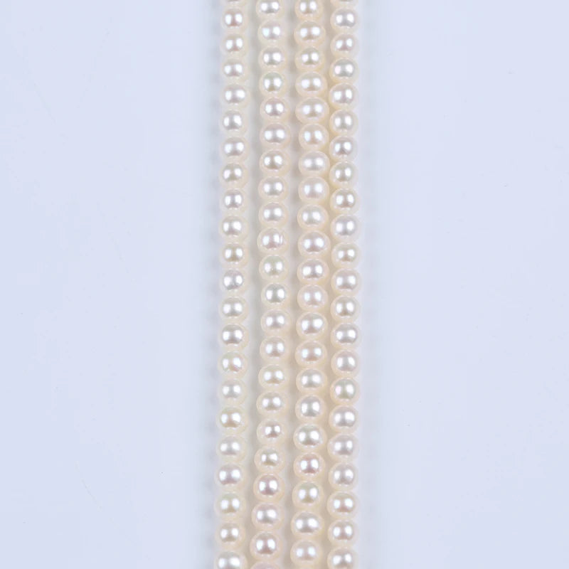 Zhuji Natural White 5-6mm Near Round Freshwater Pearl Strands for Jewelry Making