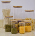 Large Bamboo High Borate Glass Storage Jar Container With Bamboo Lid Seal 1000Ml 1400Ml 1700Ml 3000Ml 2000Ml 3500Ml