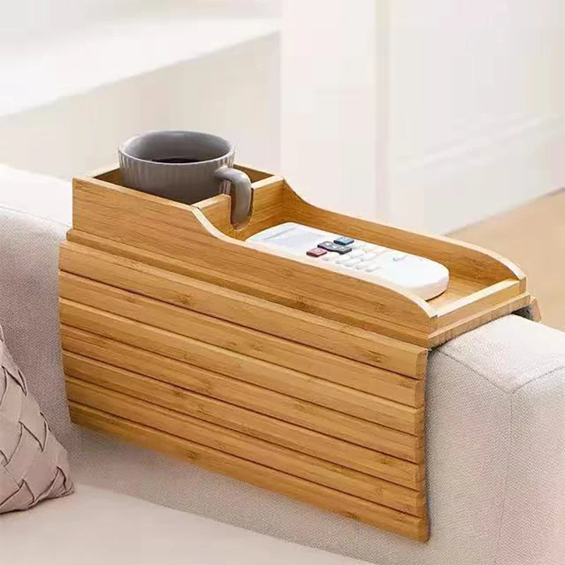 Multifunctional Bamboo Sofa Cup Holder Tray for Beverages  Snacks Wood Crafts for Sofa Armrest  Wall Signs