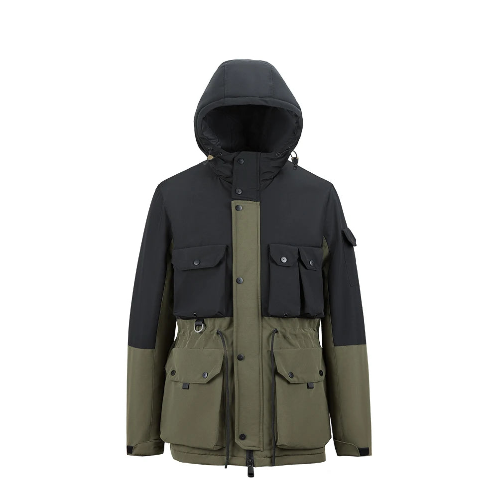 ALIKE Winter Men's Customized Logo Plus Size Waterproof Long Hooded Thick Parka Tactical Flight Jacket Multi-function Pockets