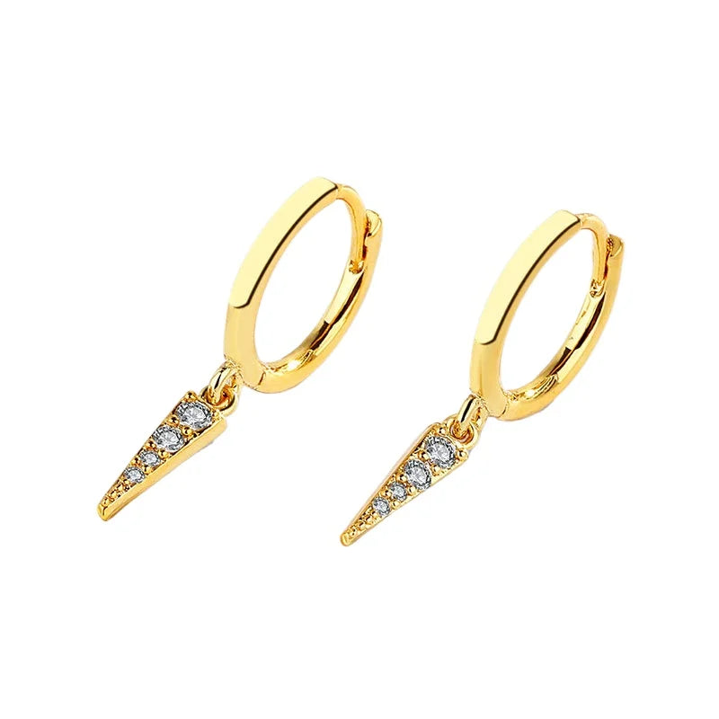 Luxury Pave Zircon Cone French Style Ear Buckle for Women Genuine Bohemian Spike Earring Jewelry Gift