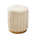 Nordic Modern Velvet Fabric Small Round Ottoman Pink Foot Stool for Bedroom and Living Room Low Storage Accent Chair