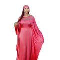 Best Price Rayon Outfit with Headband Boubou Dress and Rhinestone Detail Elegant African Fashion Dress