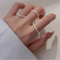Fashion Sparkling 925 Sterling Silver Adjustable Chain Ring for Women Party