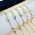 Ins Light Luxury Trendy ZC Leaf Flower Charm Bracelet 18k Gold Plated Bowknot Zircon Butterfly Women's Jewelry Gift