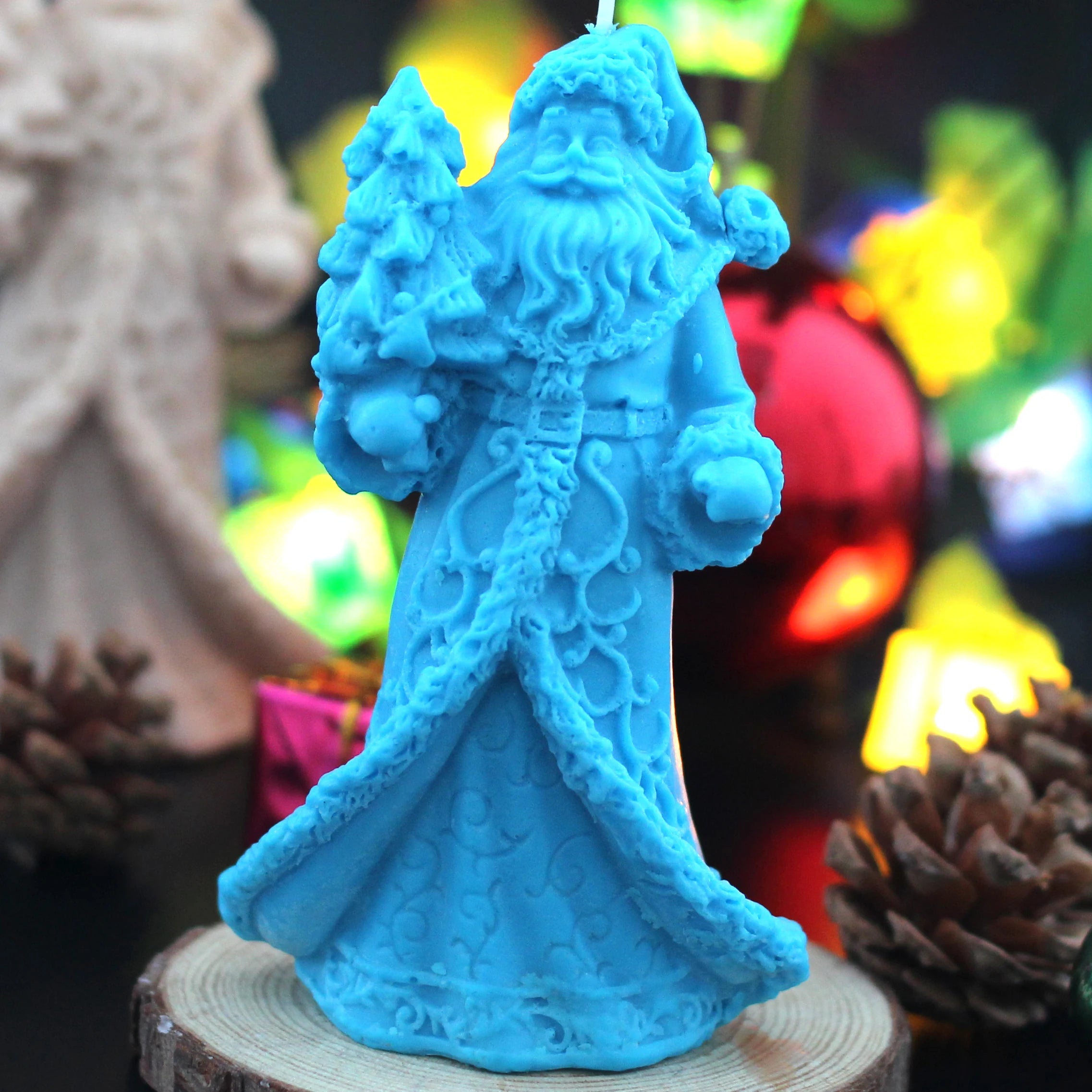 Nicole Handmade Christmas Santa Claus Food Grade Silicone Eco-Friendly Candle Mould Home Decoration Wax Candle Molds for