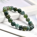 Natural Healing Crystal 8mm 5A Green Matte Moss Agate Lucky Beads Making Round Beaded Bracelets for Jewelry Gift