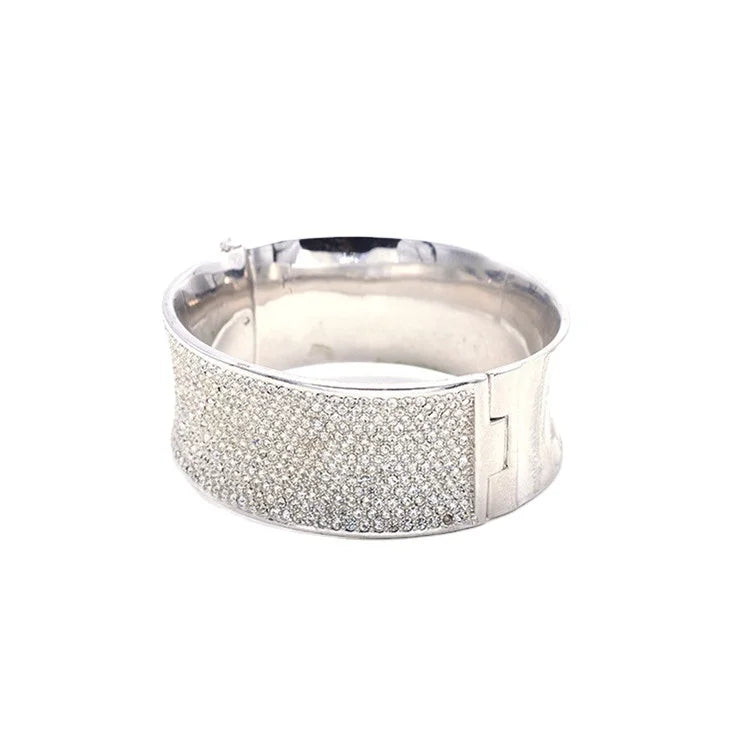 Popular Crystal Ladies S925 Sterling Silver Bangle Womens Bangles