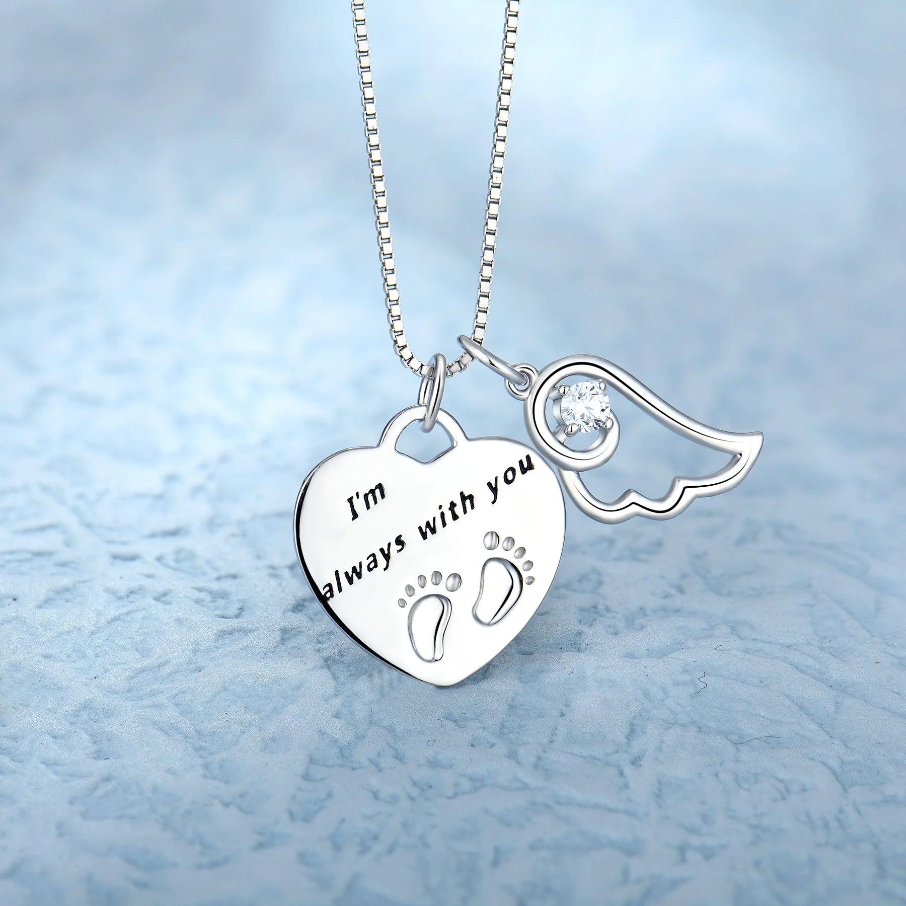 Manufacturer Custom Personalized Engraved 925 Sterling Silver Necklace Wing With Heart Pendant Necklace for Women Girl Jewelry
