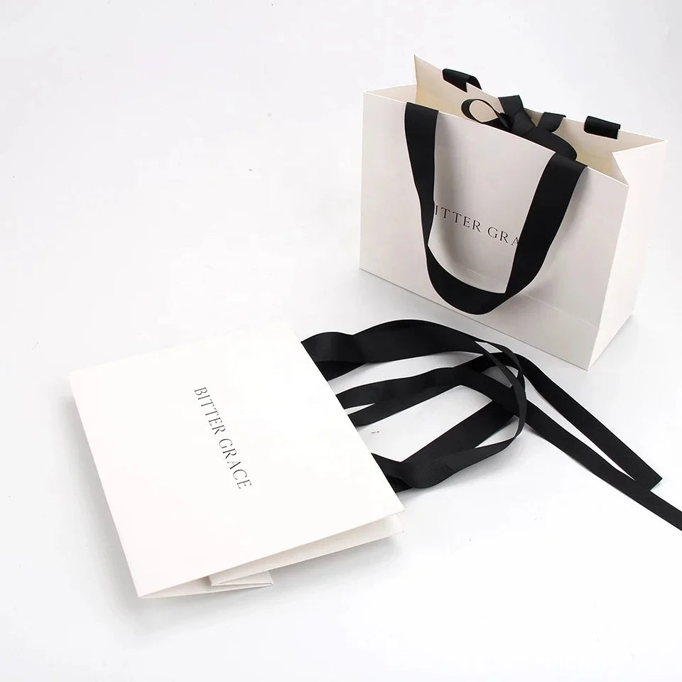 Custom Multi Luxury Clothing White Paper Bag Shopping Packaging Paper Bags With Your Own Logo