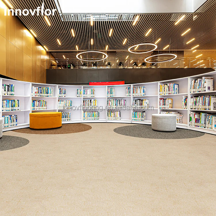 25X100cm Modern Nylon Commercial Use Office Carpet Tiles Easy to Install PVC Backing Striped Washable Grey Color Hotel Corridor