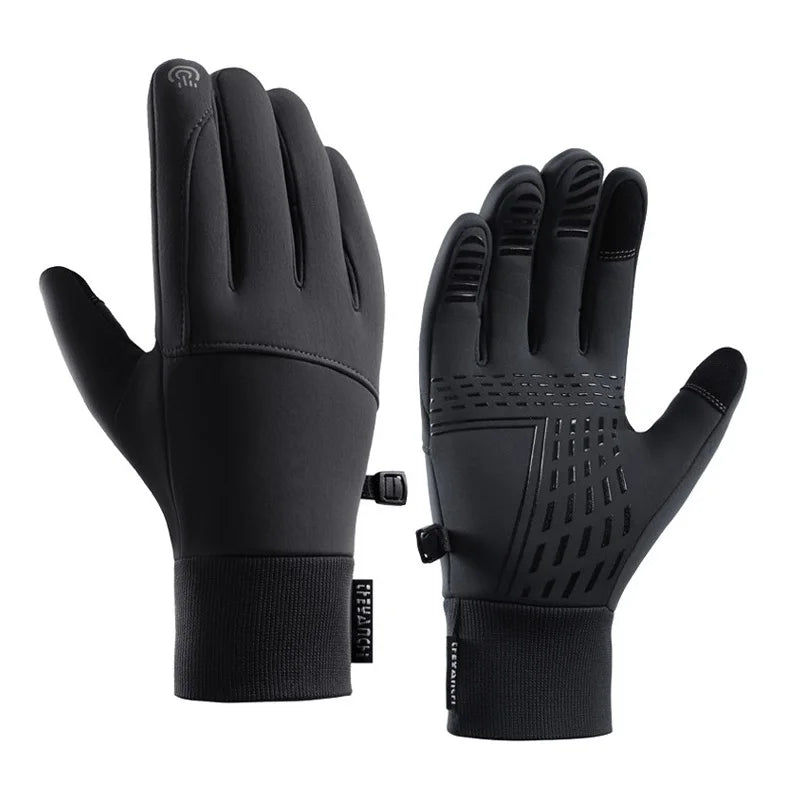Men's Thickened Two-Finger Touch Screen Riding Gloves Anti-Slip Leakage Resistant for Winter Outdoor Cycling Autumn/Winter