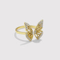 925 Sterling Silver Resizable butterfly Rings Luxury Diamond Wedding  Rings for Women Gold Plated Adjustable Rings Jewelry