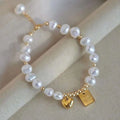Baroque Love Lucky Bracelet 6-7MM Natural Baroque Freshwater Pearl Gold Jewelry for Cute Girls for Parties and Holidays