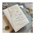 Gold Foil Custom Luxury White Card With Gold Foil Castle Leslie Vellum Paper Jacket Exhibition Invitation Wedding Invitations