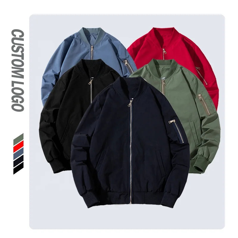 OEM Manufacturer Best Quality Popular Custom Logo Solid Color Unisex Bomber Jackets