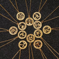 Wholesale Gold Color 12 Horoscope Zodiac Sign Pendant Necklace for Women Men Constellastions Jewelry Gift