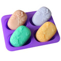 HY 4-Cavity Rose Flower Mold Silicone Oval Soap Making Molds