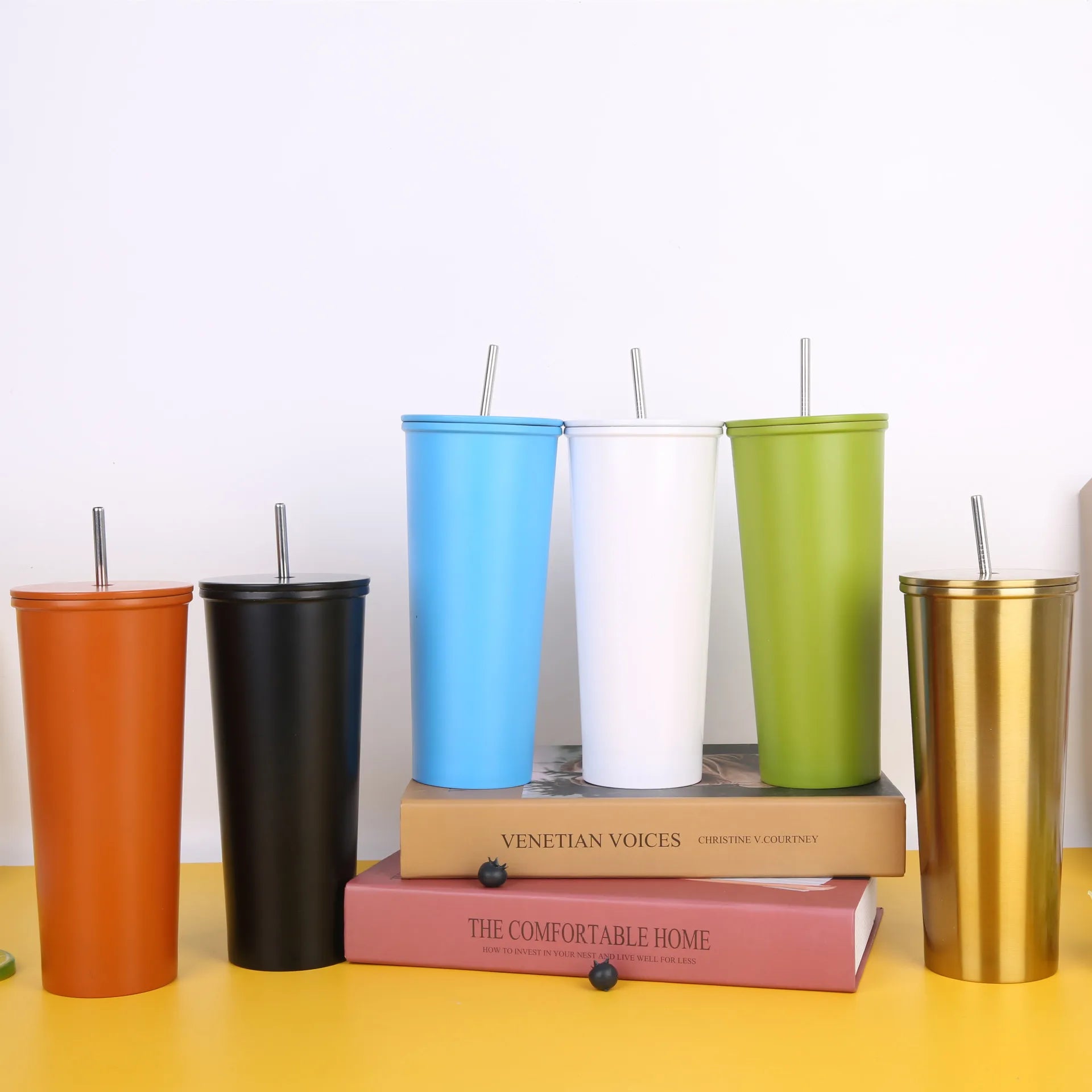 750ml Stainless Steel Tailless Vacuum Straw Cup Large Capacity Insulated Cold Water Bottle with 5L Lid for Back to School