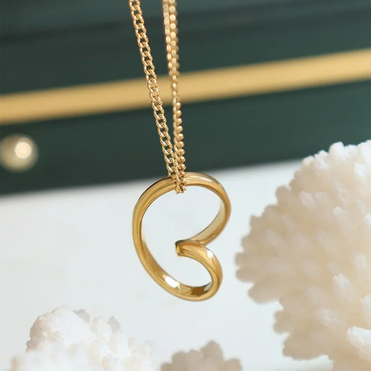 Gold plated 18k twisted heart charms jewelry stainless steel chain pendent women pendant necklace bijoux acier inoxydable