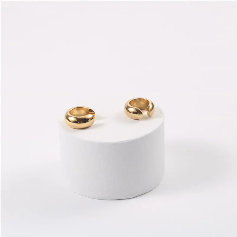 Best Seller Women No Ear Hole Earrings 3mm 6mm 18K Gold Plated 316L Stainless Steel Ear Cuff