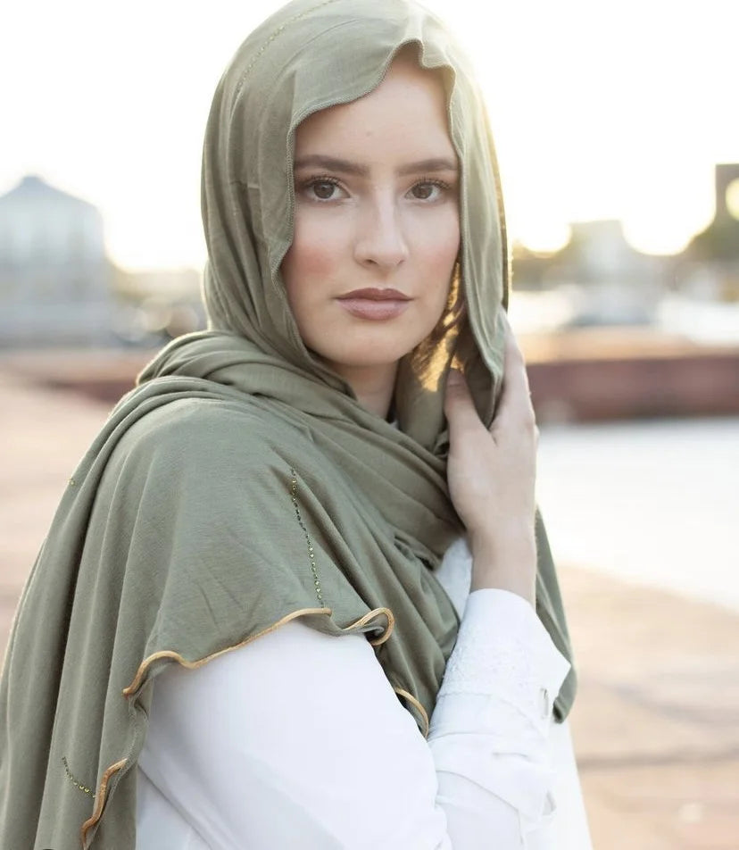 New Fashion Cotton Stretchy Plain Jersey Hijab Scarf With Redlines Nertherlands Arab Muslim Women With Diamond Shawls