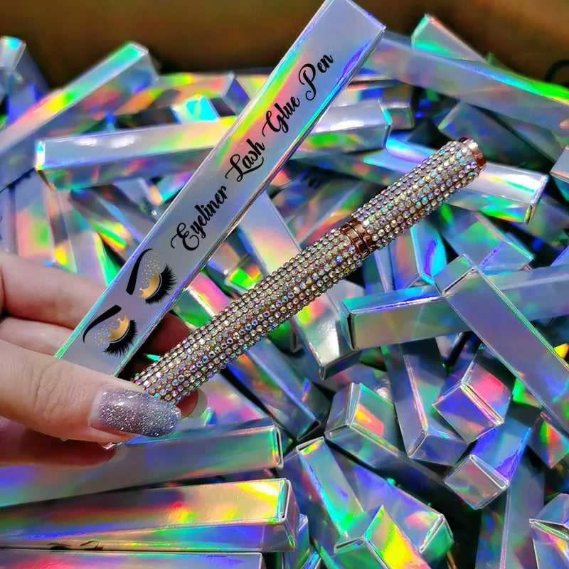 Bling Rhinestone Private Label Your logo Vegan Cruelty Free Adhesive Lashes Glue Pen Waterproof Eyelash Glue Pencil Eyeliner