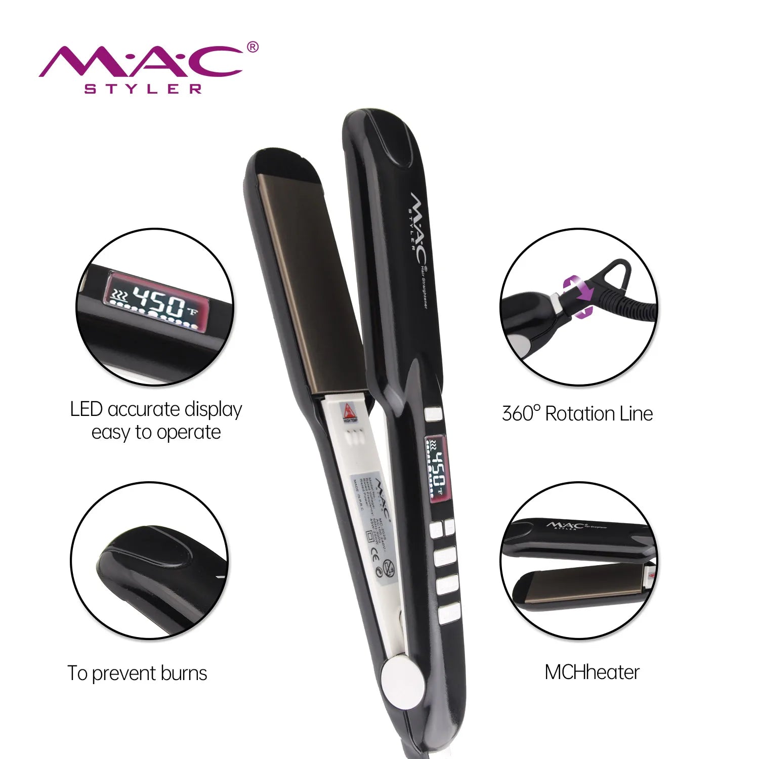 Wholesale Fast 450F Flat Iron Professional Barber Salon Professional Titanium Private Label Best Hair Straightener